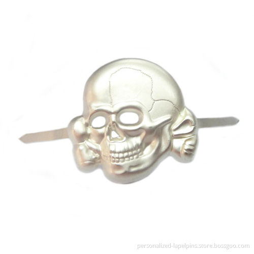 Pearl Silver Skull Metal Pin Badges Zinc Alloy , Germany Ww Ii Badges